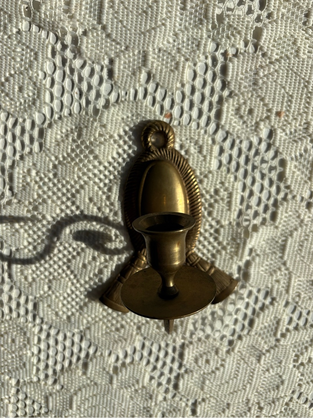 Brass Wall-Mounted Candle Sconce - Classic Gold Finish